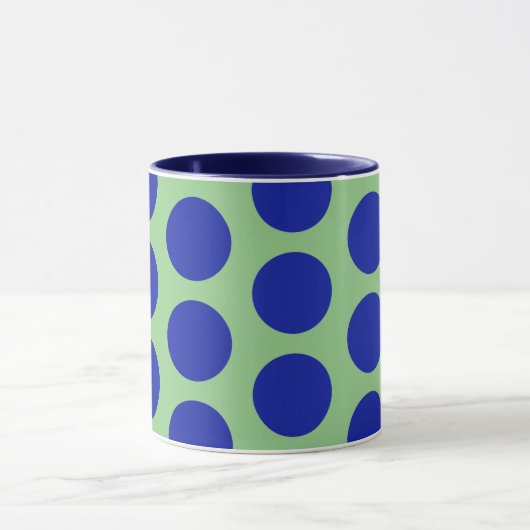 Blauw op Sage Green Polka Dot Art Mok Cup (Midden)