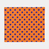 Blauw op Sinaasappel Polka Dots Patroonontwerp Fleece Deken (Voorkant (Horizontaal))