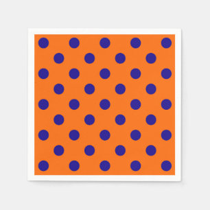 Blauw op Sinaasappel Polka Dots Patroonontwerp Servet