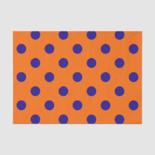 Blauw op Sinaasappel Polka Dots Patroonontwerp Tissuepapier