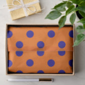 Blauw op Sinaasappel Polka Dots Patroonontwerp Tissuepapier (Geschenk)
