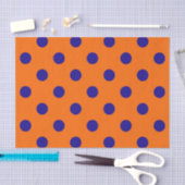 Blauw op Sinaasappel Polka Dots Patroonontwerp Tissuepapier (Craft)
