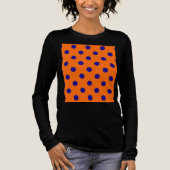 Blauw op Sinaasappel Polka Dots Patroonontwerp Tri-Blend Shirt (Voorkant)