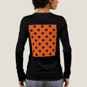 Blauw op Sinaasappel Polka Dots Patroonontwerp Tri-Blend Shirt (Achterkant)