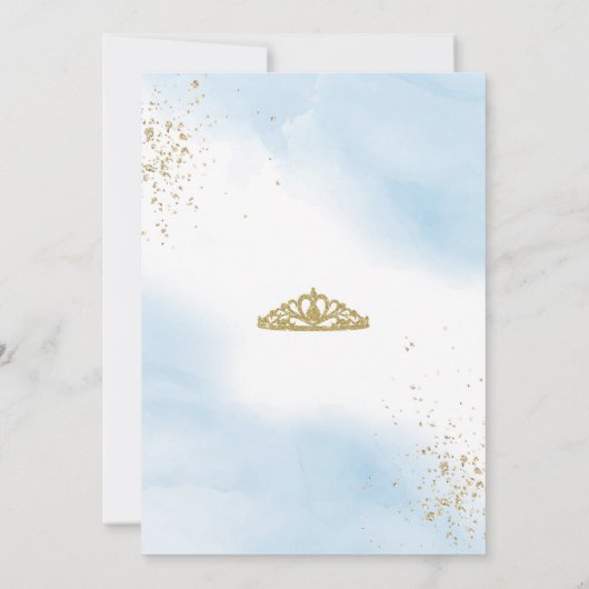 Blauw op tijd prinses Birthday Uitnodiging (Achterkant)