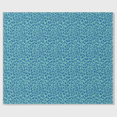 Blauw op turquoise luipaard print patroon cadeaupapier (Vlak)