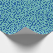 Blauw op turquoise luipaard print patroon cadeaupapier (Hoek)