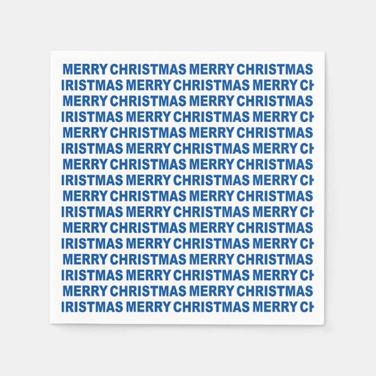 Blauw op White KerstTypography Paper Napkin Servet (Voorkant)