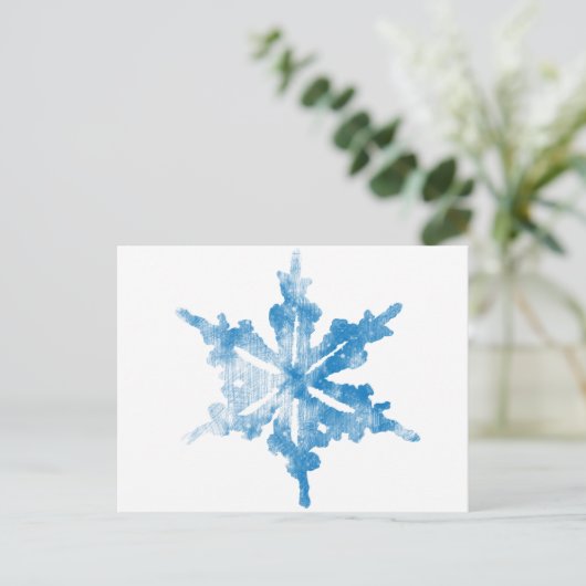 Blauw op wit, bruisend Snowflake-ontwerp Briefkaart (Staand voorkant)