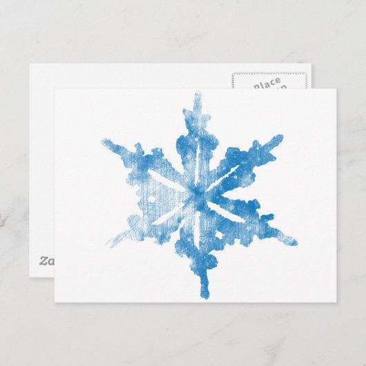 Blauw op wit, bruisend Snowflake-ontwerp Briefkaart (Voorkant / Achterkant)