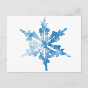 Blauw op wit, bruisend Snowflake-ontwerp Briefkaart