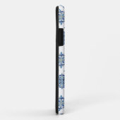 Blauw op wit geborduurd ornament Case-Mate iPhone case (Achterkant/rechts)
