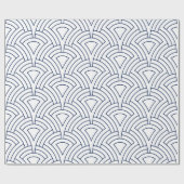 Blauw op wit kunstdeco geometrisch patroon cadeaupapier (Vlak)