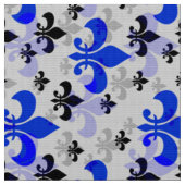 Blauw op witte Fleur De Lis Stof (Close Up)