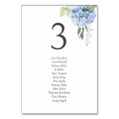 Blauw op Witte Hydrangea Gastenlijst Tafelnummer (Achterkant)