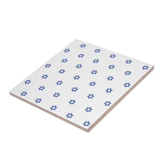 Blauw op witte ster van David Patterned Ceramic Ti Tegeltje (Zijkant)