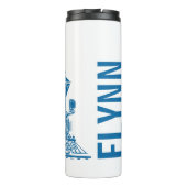 Blauw op witte stoomtrein kinder eigen naam grafis thermosbeker (Achterkant)