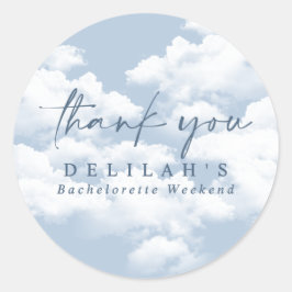 Blauw "Op Wolken Zevende" vrijgezellenfeest Favori Ronde Sticker