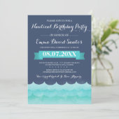 Blauw op Zee Nautical Birthday Party Kaart (Staand voorkant)