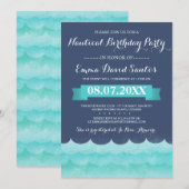 Blauw op Zee Nautical Birthday Party Kaart (Voorkant / Achterkant)