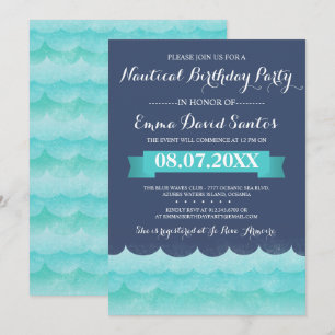 Blauw op Zee Nautical Birthday Party Kaart