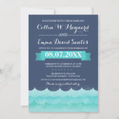 Blauw op Zee Nautical Wedding Invites Kaart (Voorkant)