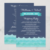 Blauw op Zee Nautical Wedding Programs Programmakaart (Voorkant / Achterkant)