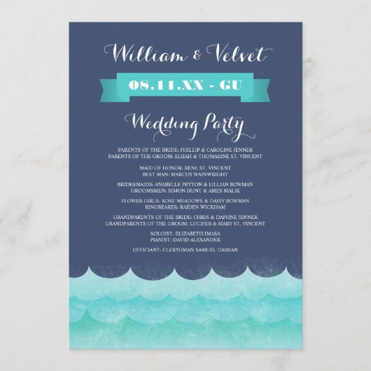 Blauw op Zee Nautical Wedding Programs Programmakaart (Voorkant)