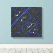Blauw op zwart canvas afdruk (Insitu (Houten vloer))