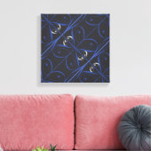 Blauw op zwart canvas afdruk (Insitu (Woonkamer))