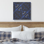 Blauw op zwart canvas afdruk (Insitu (Slaapkamer))