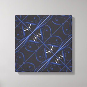Blauw op zwart canvas afdruk