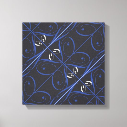 Blauw op zwart canvas afdruk (Voorkant)