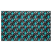 Blauw op zwart Fleur De Lis Stof (Fat Quarter)