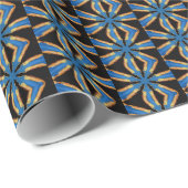 blauw op zwart geometrisch patroonpapier cadeaupapier (Rol Hoek)