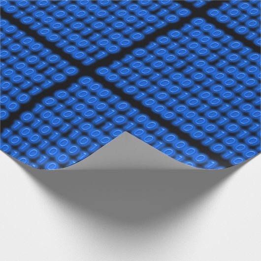 Blauw op zwarte binaire code cadeaupapier (Hoek)