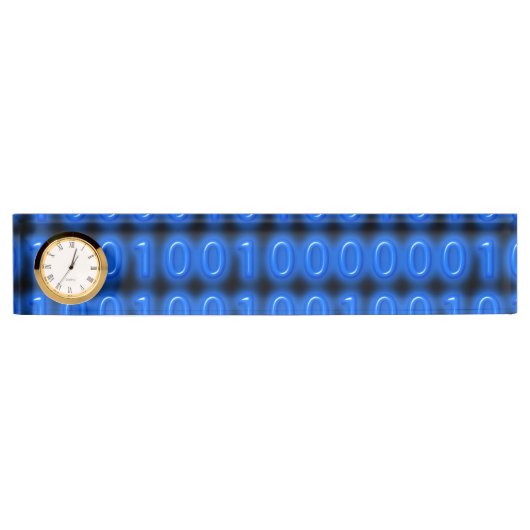 Blauw op zwarte binaire code naambordje (Voorkant)