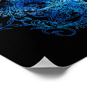 Blauw op zwarte Calavera-afdruk Poster (Hoek)