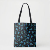 Blauw op zwarte Canvas tas (Voorkant)