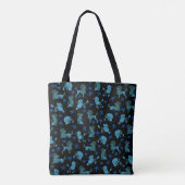 Blauw op zwarte Canvas tas (Achterkant)