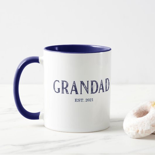 Blauw Opa Jaar Opgericht Mok (Met donut)