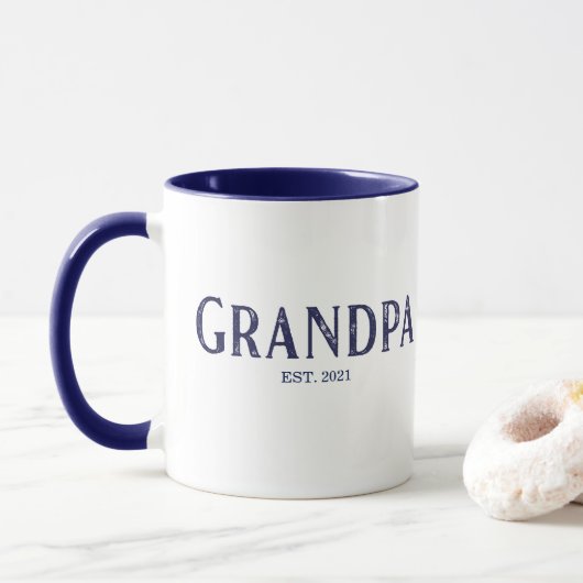 Blauw Opa Jaar Oprichting Mok (Met donut)