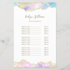 Blauw opaal ontwerp prijslijst flyer