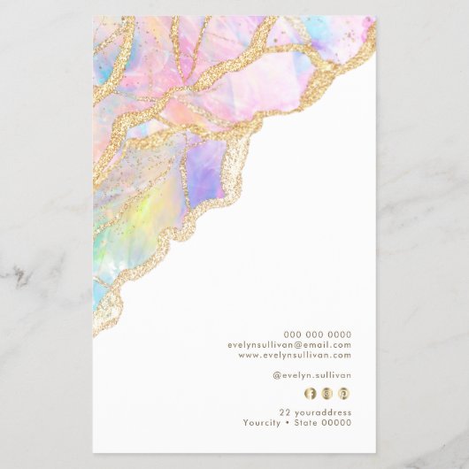 Blauw opaal ontwerp prijslijst flyer (Achterkant)