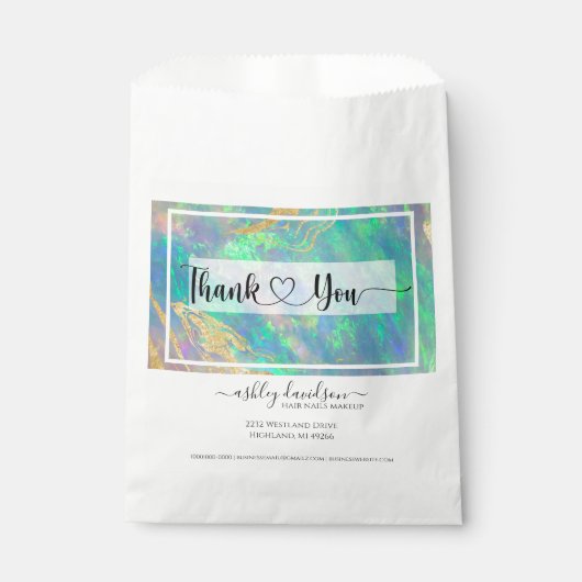 Blauw Opal | Cadeauzakken | Papieren winkelzakken Bedankzakje (Voorkant)