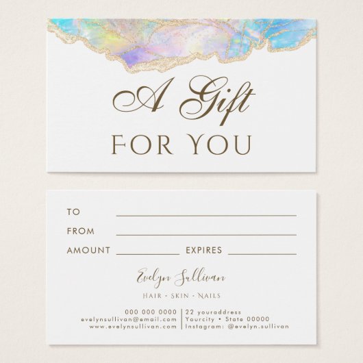 Blauw opal design CadeauKaart Visitekaartje (Voorkant /achterkant)