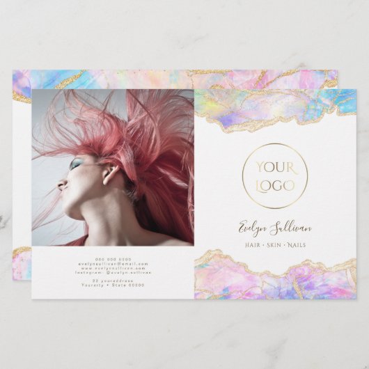 blauw opal design tweeledige brochure (Voorkant / Achterkant)