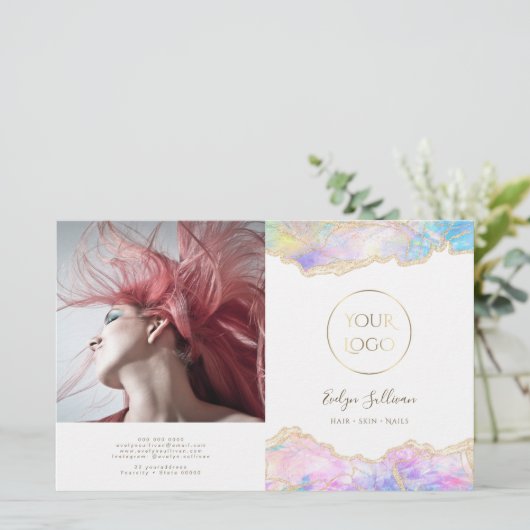 blauw opal design tweeledige brochure (Staand voorkant)