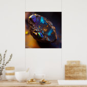 Blauw Opal Geïnspireerde Edelsteen met Koperaders Poster (Keuken)