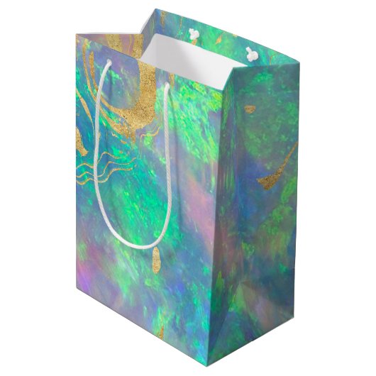 Blauw Opal | Gift Bags voor winkels Medium Cadeauzakje (Achterkant Gekanteld)